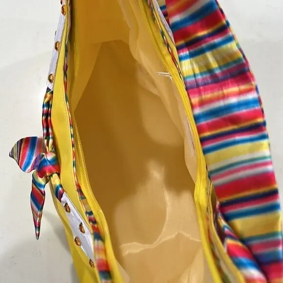 NWT Novelty Yellow Bag with colorful scarf detail New - Picture 7 of 7